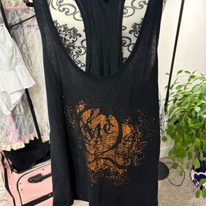 MCQ - “AUTHENTIC” Black Tank Top with Bronze Graphic